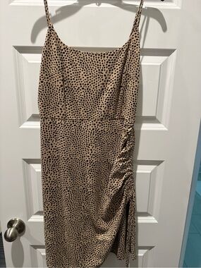 Gianni Bini Tan Slip Dress with Black Dot Print